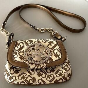 Kathy van Zealand small cross body hand bag. Gold and silver